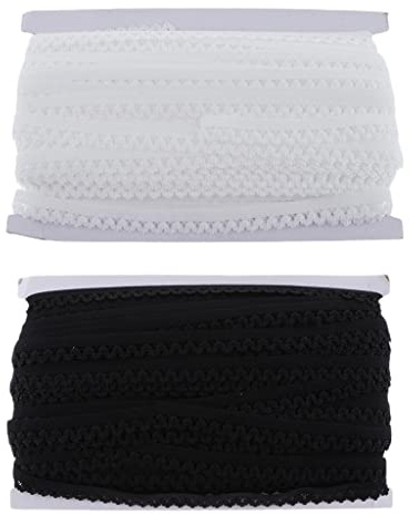 SM SunniMix 2X 50 Yards Gummiband Wäschespitze Ziergummi Gummizug Gummilitze Gummi Wäscheband - Schwarz und Weiß
