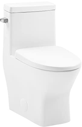 Sublime II One-Piece 12 Rough-in 1.28 GPF Left Flush Round Compact Toilet in Glossy White