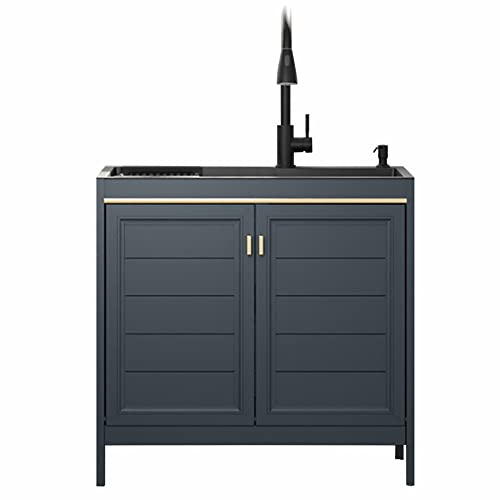 Spülschrank Küchenspüle Unterschrank Edelstahl Waschbecken Set Spüle Freistehende Spültisch Gastro 1 Becken Spültisch Gewerbliche Spülbecken Wirtschaftliche Senke mit Schrank für Außen Innen Küche ( C