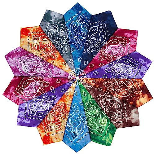 YSense 14 pieces Bandanas Paisley Print Novelty Headband Cowboy Headwraps Scarfs Hair Head Bandana for Women Men Boy Girl