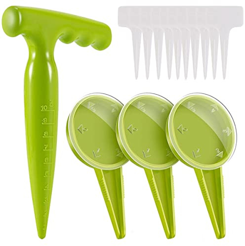 Hsthe Sea Handheld Plant Seeder Seed Sower Garden Planting Tools Set for Planting Seeds Garden Supplies Sowing Seeds Dispenser for Flower Pot and Garden Adjustable 5 Dial Settings