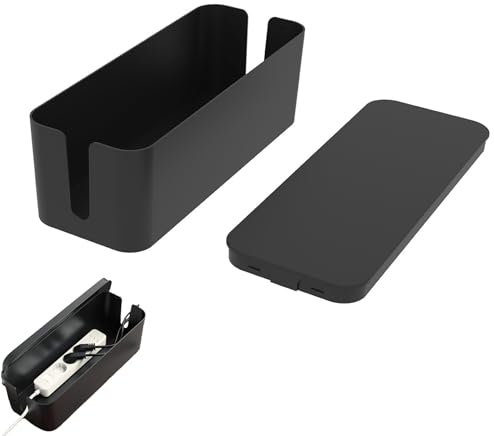 Torribaly Kabelmanagement Box, Kabelbox Kabelorganizer Groß, 32*13.5*12cm Kabel Box Kabelschutz Kabelsammler, Kabelsammler Kabel Aufbewahrungsbox Steckdosenbox mit Deckel für Kabelaufbewahrung Schwarz