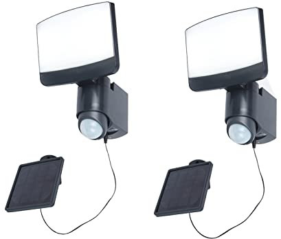 meineWunschleuchte Solarleuchte mit externem Solarmodul Wandleuchte in Anthrazit mit Bewegungsmelder IP44, Breite 18cm