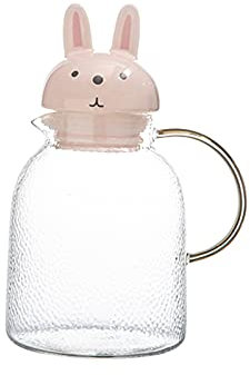 Wasserkaraffe Niedlicher Glaskugel mit pflöhnückem Griff Haushalt hämmert Wasserkanne Hochtemperaturbeständiger Teekannensaft-Jug (42,2/60.8 oz) Wasserkrug (Size : L)