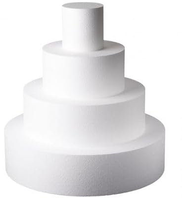 Basi tonde in polistirolo (kit 4 pezzi separabili) per torta a 4 piani in cake design e decorazioni creative. Misure Ø40xH12 Cm - Ø30xH12 Cm - Ø20xH12 Cm - Ø10xH12 Cm