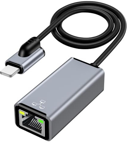RUIZHI Lightning-auf-Ethernet-Adapter,[ MFi-Zertifiziert] Lightning-zu-RJ45-Ethernet-LAN-Netzwerkadapter mit Ladeanschluss, 100 Mbit/s High Speed kompatibel mit iPhone/iPad/iPod