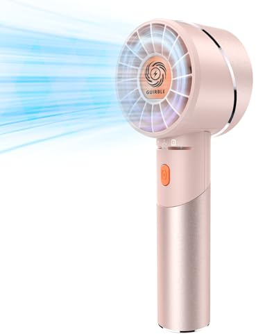 Guirble Handheld Fan,Portable Turbo Fan,Powerful Personal Fan(7000rpm High-Speed Motor,Battery Work 3-16 H),USB Rechargeable Mini Handheld Fan for Travel/Outdoor/Gift/Makeup (Rose Pink)
