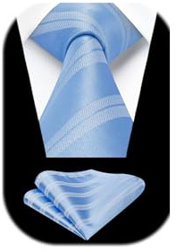 HISDERN Herren Krawatte Formell Streifen Krawatte mit Einstecktuch Set Hochzeit Krawatten and Taschentuch