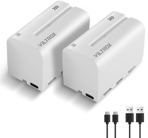 VILTROX 2-Pack NP-F750 Batterie de Rechange Remplacement 2 pièces Battery pour Sony NP-F970 F960 F950 F770 F750 F570 F550 Compatible Godox Neewer caméscope/Moniteur/caméra