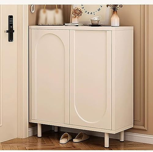Zapatero con Puertas Y Estantes, Almacenamiento de Zapatos de Entrada con Partición Ajustable, Gabinete Organizador de Zapatos Independiente para Armario, Pasillo(80x34x98cm(31x13x38inch), Cream)