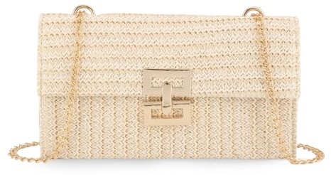 Ynport Crefreak Stroh Umhängetasche für Damen Sommer Stroh Umhängetasche Strand Gewebte Geldbörse Weidengeflecht Rattan Umschlag Party Handtasche