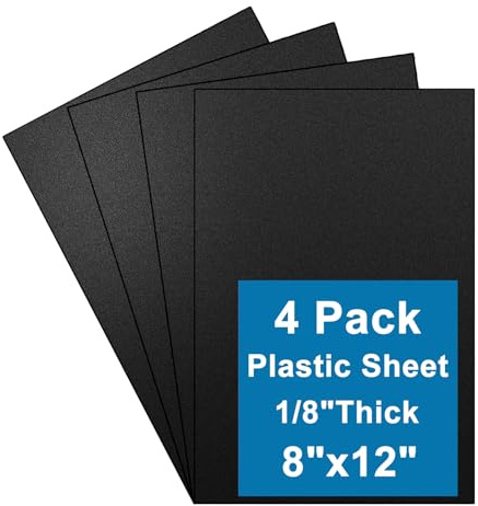 Wonninek 4Stück 30 x 20cm Schwarz Plastikplatte, 3 mm ABS Kunststoffplatte, Geeignet für Modellbau, Basteln, Schutzbleche und Heimdekoration