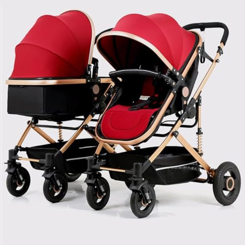 EYPKPL Passeggino Doppio Comodo Passeggino Doppio Pieghevole con tendalino per carrozzine e Cestino portaoggetti Passeggino gemellare Leggero