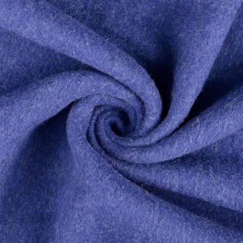 Woll Fleece WOLLI aus reiner Schurwolle - Walkloden Jersey weich und dehnbar - Mulesing frei Öko-Tex Klasse 1 Bekleidungstoffe Meterware (Blau)