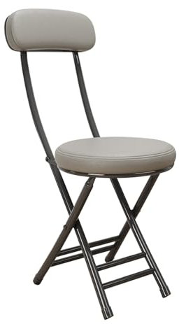 Tragbarer Klapphocker mit gepolstertem, gepolstertem Sitz und Leder-Rückenlehne für Outdoor, Camping, Küche, Geschäft und Café