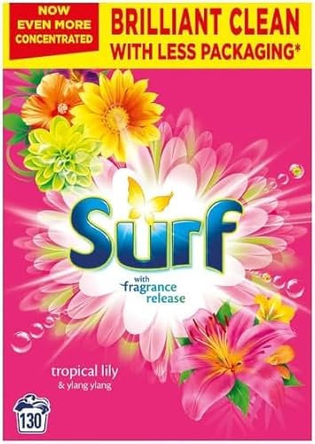 Surf Tropical Biological Cleaning Fabric Solution Washing Powder For Clothes Bulk Pack - Suitable for Cold and Hot Washes - 130 washes
