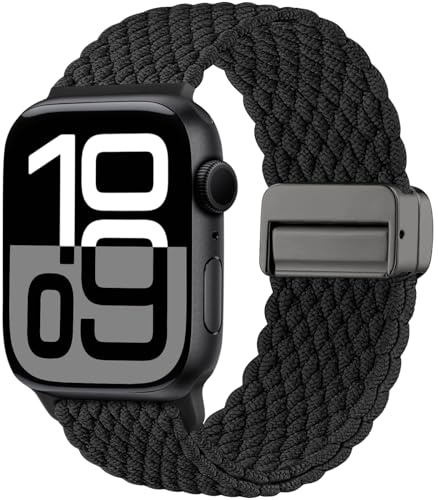 Maledan Tressé Bracelet Compatible avec Apple Watch Bracelet 45mm 44mm 46mm 49mm 42mm 41mm 40mm 38mm, Solo Loop Nylon Magnétique Band pour iWatch Series 11 10 9 8 7 6 5 4 3 2 1 SE Ultra