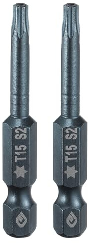 QUARKZMAN 2pz Punte Cacciavite Torx T15 1/4 Esagonale 2 Lunghezza Acciaio S2 Magnetica 6 Punti Punte Cacciavite Industriale di Sicurezza a Stella con Foro Testa Torx