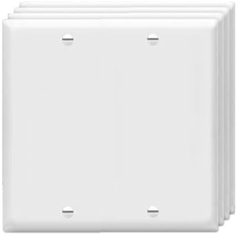 Blindwandplatten, 2-fach, blanko, Steckdose, elektrische Abdeckplatte, unzerbrechliche thermoplastische Blende für Lichtsteckdose, Weiß, 4 Stück