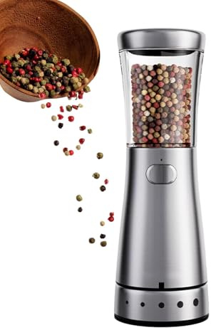 Whrcy Macinapepe elettrico ricaricabile e portatile,Macinasale automatico compatto - Macina sale e pepe elettrico con 5 marce regolabili per cucina, piano di lavoro