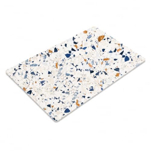 Pagnanno. Chopping Board-Catering Cutting Set-Kitchen Board-Glass Worktop Savers-Sink Chopping Board-Large-Worktop Protectors Heat Resistant-Marble Effect White & Blue - Design 19, 40x30cm (Pack of 1)