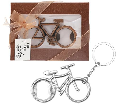 APOMOONS 2 pièces porte clé décapsuleur, ouvre bouteille homme vélo, Ouvre-bouteilles portable Drôle, porte velo Bottle Opener vélo cadeau pour anniversaire mariage