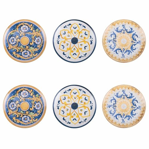 Set mit 6 Desserttellern aus Porzellan, Sizilien