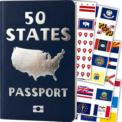 50 States Passport & Travel Journal - Track States Visited with Flag Stickers and US Travel Map - Gift for Travelers