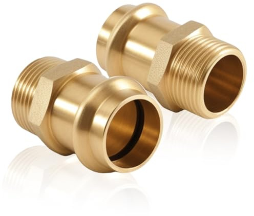 2 Stück Kupfer Übergangs Pressfitting, 28mm x 1 AG Pressfitting Muffe | Press fitting mit 1 Zoll Außengewinde, Muffe Anschluss Für Rohr-Aussendurchmesser 28mm,für Trinkwasser & Heizungsinstallation