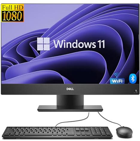 Dell Optiplex 5270 All-in-One Desktop Computer PC, Mit 21.5-Zoll-Monitor, Intel Core i5-9500, 16GB RAM, 256GB SSD, WiFi, Bluetooth, US QWERTY Tastatur, Windows 11 Pro (Generalüberholt)