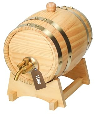Holzfass Timber 1 l - dekoratives Weinfass mit Zapfhahn Beutel und Bock | Zapfhahn, Bock, Beutel, dekorativ, Whisky, Wein, Schnaps, Bar, Dekoration, 1 Liter, Holz, Dekoration, rustikal, Lagerung