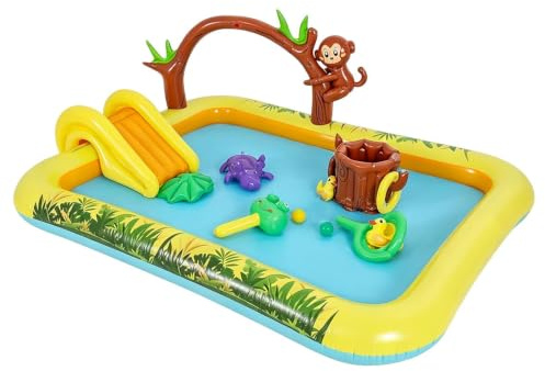 Aufblasbarer Kinderpool Mit Rutsche Für Garten, Pool Mit Rutsche Kinder | 214x167x85CM Planschbecken Groß Aufblasbar, Swimmingpool, Spaßmatte Schwimmbecken, Kinderplanschbecke Für Gärten Balkon