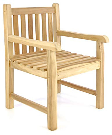 Divero Gartenstuhl USEDOM aus Teak Holz, unbehandelt – Farbe: Natur-Braun