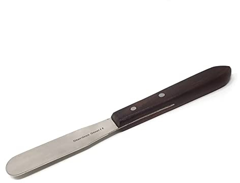 A2Z-WHS3 Spatola da laboratorio in acciaio inox con manico in legno, lama da 7,6 cm, larghezza lama 1,6 cm, lunghezza totale 17,8 cm