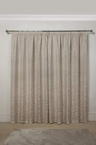 Emma Barclay – Fully Lined Curtains for Bedroom Living Room Jacquard Pencil Pleated Two Panel Paisley Damask Curtains Duchess Collection (66” x 90” Inch)(Cream)