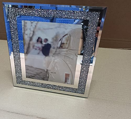 CAPRISTAR Crushed Crystals Photo Frame Silver Mirrored Crushed Jewel Crystal Diamante Picture Frame (7x5 inch)