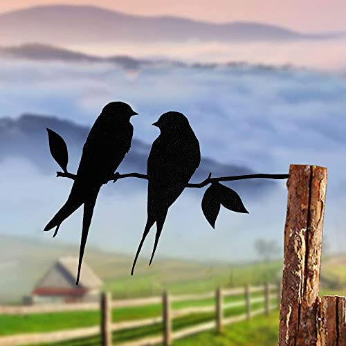 YUNYANZE Black Wrought Iron Bird Silhouette Metal Bird silhouette for Garden Tree Decoration