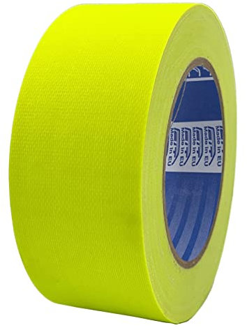 ACIT Nastro telato fluo, 50 mm x 25 m, nastro telato rinforzato, Duct Tape, Gaffer, Nastro Telato Americano fluorescente, Riparazioni, Fissaggio e Imballaggio ad alta tenuta (Giallo)