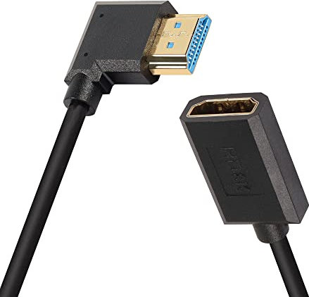 PNGKNYOCN Cable de extensión HDMI corto de 8K, 0.3M/1FT 90 grados ultra alta velocidad curva derecha HDMI 2.1 macho a hembra compatible con 8K a 60Hz HDR dinámico HDCP 2.2 y 2.3, eARC (curva derecha)