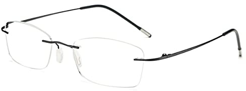 KOOSUFA Titan Randlose Lesebrille Blaulichtfilter Herren Damen Ultra Leicht Rahmenlose Lesebrillen Lesehilfe Arbeitsplatzbrille Anti Müdigkeit Brille mit Stärke 0.0 1.0 1.5 2.0 2.5 3.0 3.5 4.0