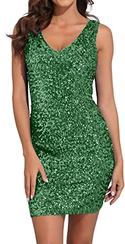 Damen Pailletten Kleid Ärmellos Partykleid Bleistiftkleid Pleated Rockabilly Cocktail Mini Kleid