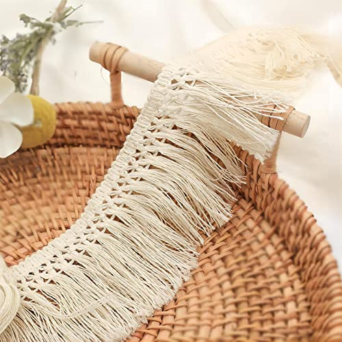 4 Meters 6cm Fransenborte Quastenborte Baumwollspitze Häkelband (Creme) | Quasten Trim Dekoband Fransenbesatz Vorhangborte Möbelfransen Zierspitze Nähzubehör für Nähen DIY Kleidung Meterware