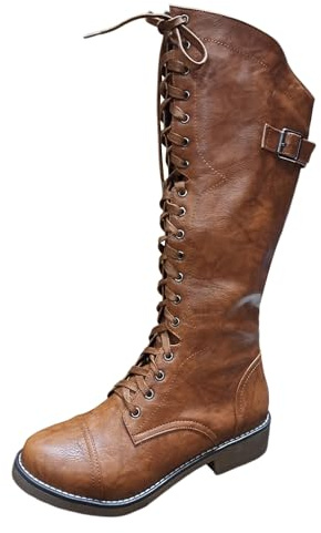 Hohe Stiefel Damen Breite Waden mit Quadrat Absätze Stiefeletten Comfort Stickerei Braun Frauen Hinter Zipper Langschaft Stiefel Herbst Winter Stiefel Stiefelette Knöchel Schuhe Ankle Boots
