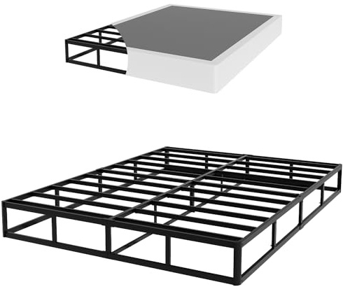 YORMDMO Queen Size Box Spring, 9 Inch Height-Profile Box Springs with Washable Cover, Heavy Duty Metal Mattress Foundations Easy Assembly Noise-Free