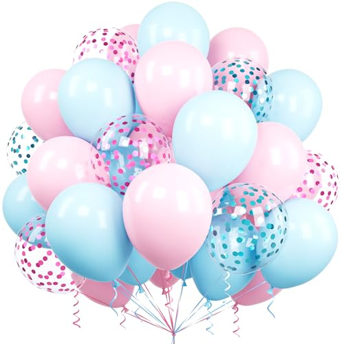 Ousuga Ballons Rose et Bleu, 60 Pièces 12 Pouces Gender Reveal Latex Hélium pour Sexe Révéler, Garçons Filles Anniversaire Baby Shower Mariage Baptême Fête Célébrations