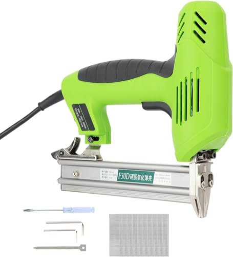 Calager Staple Nail Gun,Heavy Duty Brad Nailer with Nails,1800W Electric Nail Gun,10-30mm 45/Min Upholstery Staple Gun,Hand Operated Nailing Tool for Wood, Cable, Wire, Furniture,Wall (Green)