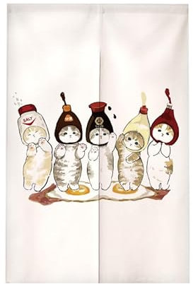 tür Vorhang 2x42.5x150cm Niedliche Katze Room Divider,Japanese Style Door Curtain Restaurant Entrance Hanging,Half Curtain Decorative Curtains,Küche Shop Tür Halber Vorhang
