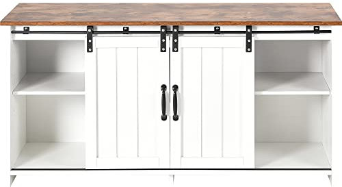 Meuble TV, buffet, armoire de cuisine, armoire de rangement, armoire d'appoint, avec 2 portes coulissantes, étagère réglable, étagères pour salon, salle à manger, couloir, design industriel (marron