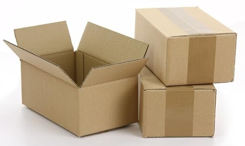 WePack 100 Stück Faltkarton 200x150x100 mm Aussenmaß Versandkarton klein E-commerce Karton 1-Wellig 400G Braun Kartonage Verpackung Postkarton Versandschachtel Paket Päckchen