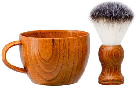 Grandslam Rasierpinsel 2IN1 Rasierset Herren Set, Rasierpinsel reines Kunsthaar und Rasierschale aus Holz, Geschenk für Vater, Ehemann, Männer